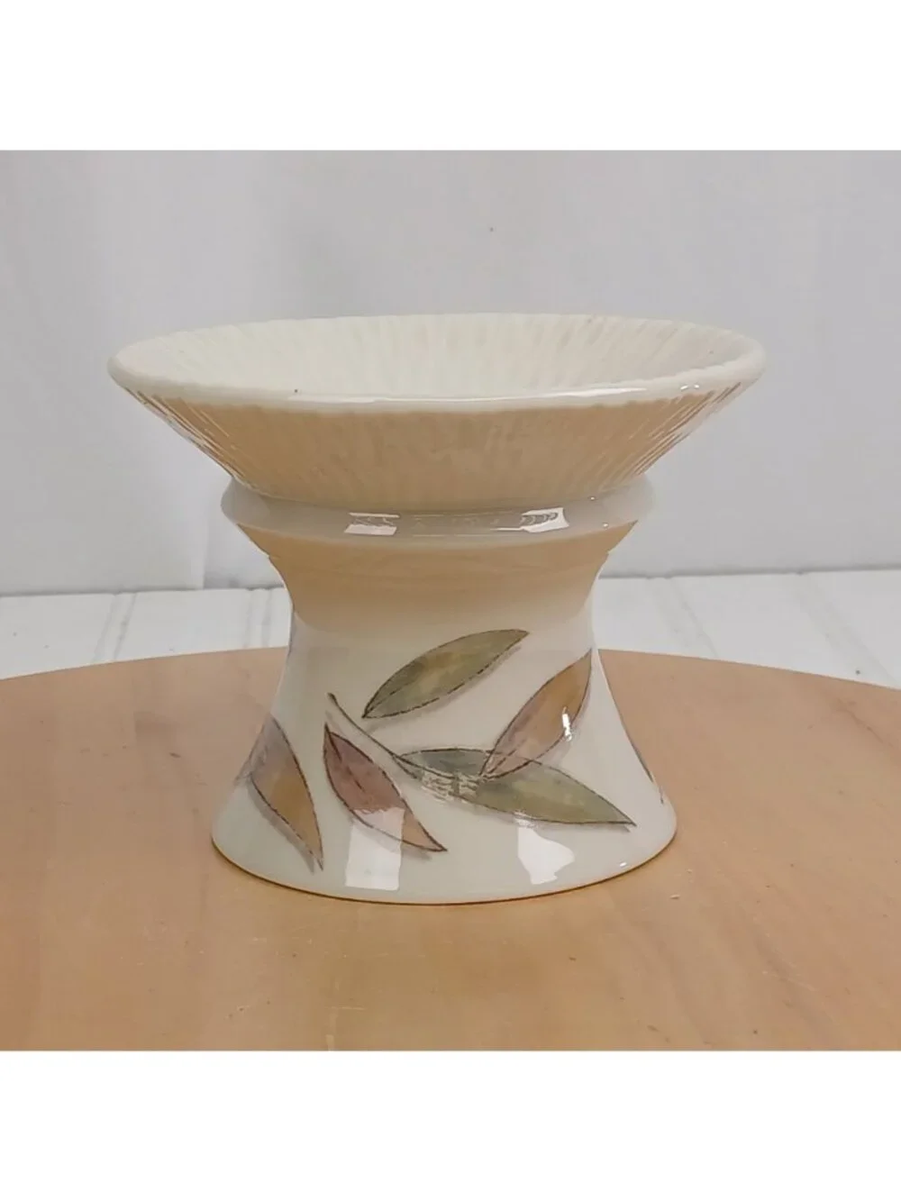 Lenox Pillar Candle Holder Natures Impressions Leaves Pattern Vintage 2000 USA